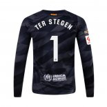 Camisola Barcelona Jogador Ter Stegen Goleiro Manga Comprida 2023-2024 Preto