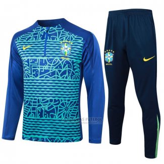 Sueter de Treinamento Brasil 2024-2025 Azul Y Verde
