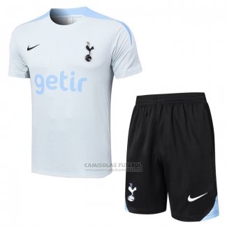 Fato de Treino Tottenham Hotspur Manga Curta 2024-2025 Cinza - Calcas Curta