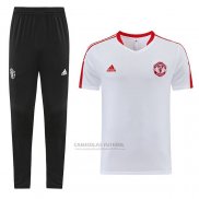 Fato de Treino Manchester United Manga Curta 2023-2024 Branco