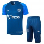 Fato de Treino Manchester United Manga Curta 2023-2024 Azul - Calcas Curta