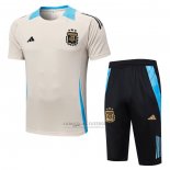 Fato de Treino Argentina Manga Curta 2024-2025 Amarelo - Calcas Curta