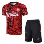 Fato de Treino Manchester United Manga Curta 2023-2024 Vermelho - Calcas Curta