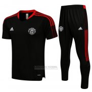 Fato de Treino Manchester United Manga Curta 2021-2022 Preto