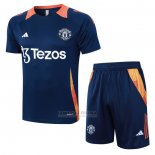 Fato de Treino Manchester United Manga Curta 2024-2025 Azul - Calcas Curta