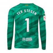 Camisola Barcelona Jogador Ter Stegen Goleiro Manga Comprida 2023-2024 Verde