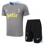 Fato de Treino Tottenham Hotspur Manga Curta 2024-2025 Cinza - Calcas Curta