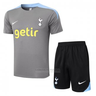 Fato de Treino Tottenham Hotspur Manga Curta 2024-2025 Cinza - Calcas Curta