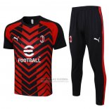 Fato de Treino AC Milao Manga Curta 2023-2024 Vermelho y Preto