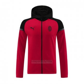 Jaqueta Hoodie AC Milao 2024-2025 Vermelho