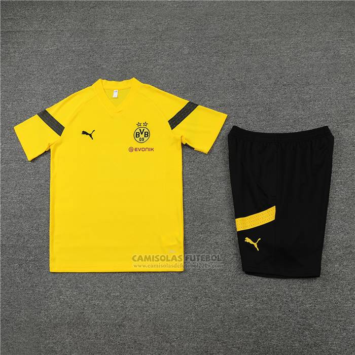 Fato de Treino Dortmund Manga Curta 2022-2023 Amarelo - Calcas Curta