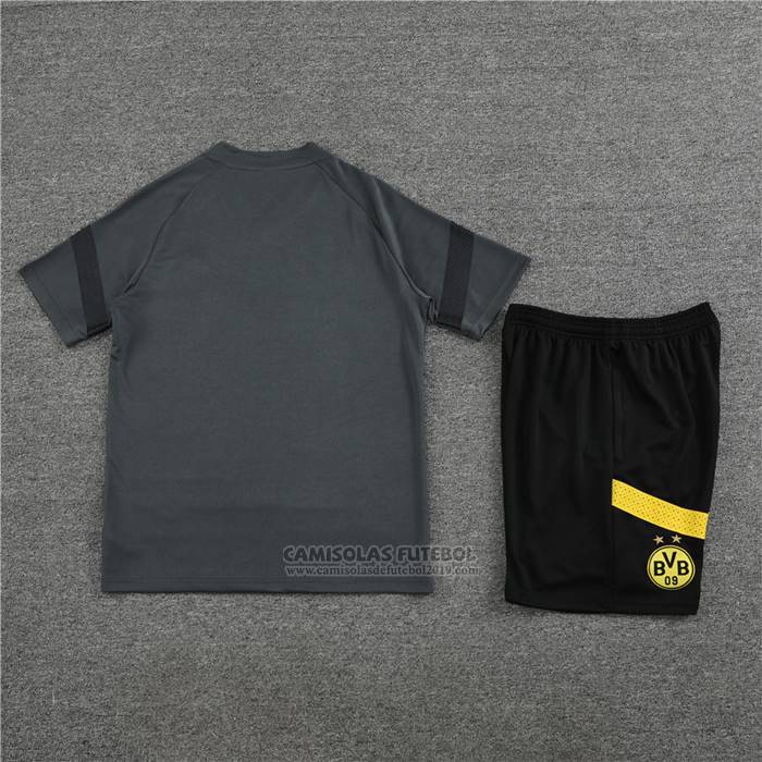 Fato de Treino Dortmund Manga Curta 2022-2023 Cinza - Calcas Curta