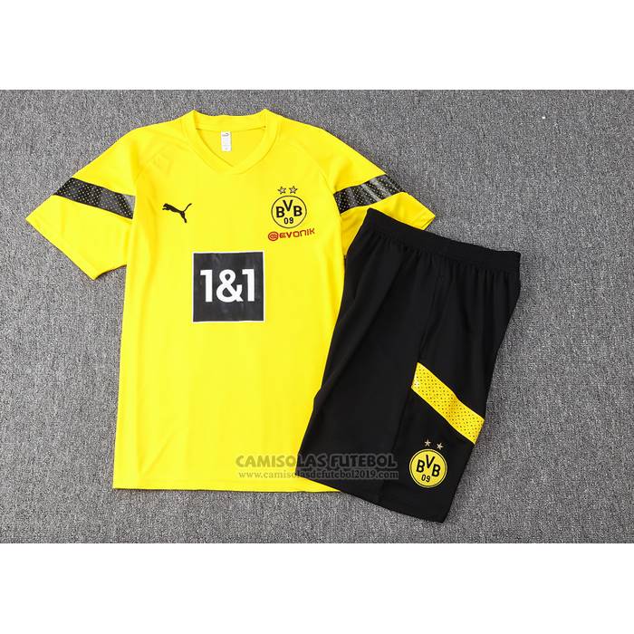 Fato de Treino Dortmund Manga Curta 2022-2023 Amarelo - Calcas Curta