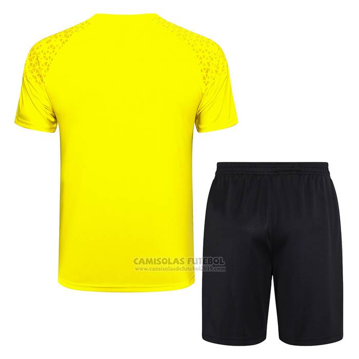 Fato de Treino Dortmund Manga Curta 2023-2024 Amarelo - Calcas Curta