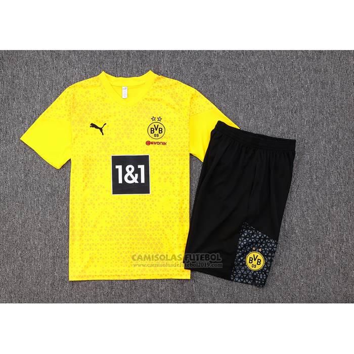 Fato de Treino Dortmund Manga Curta 2023-2024 Amarelo - Calcas Curta